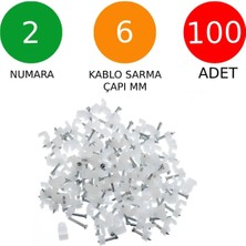Mikasso 2 Numara Çelik Çivili 4 mm Kroşe Uydu Anten Data Cctv Tv Kablosu Vb. Kroşesi (100'LÜ Poşet)