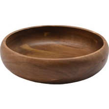 MİEN Mien Akasya Masif Ahşap Sunum Kasesi - 20X5 cm - Yuvarlak Çerezlik ve Meyvelik