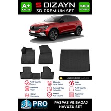 S-Dizayn Renault Austral Mild Hybrid 3D Pro Havuzlu Paspas ve Bagaj Havuzu Seti (2'li Set) 2023 Üzeri A+ Kalite