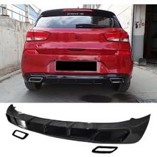 MKG Otomotiv Hyundai I30 Difüzör Difizör Plastik Parlak Siyah Egzoz Görünüm 2017 2018 2019 2020 Arka-Difizör-Bodykit-Ek