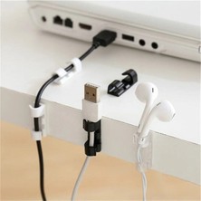 Mikasso Kablo Tutucu Yapışkanlı Mini 20LI Kanal USB Şarj Veri Kablosu Tutucu Yapışkanlı Kordon Şeffaf Turunc