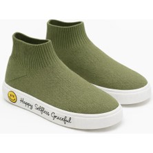 Bony Socks Çocuk Gülen Yüz Tabanlı Çorap Ayakkabı Yeşil