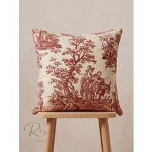 Rosa Atelier Fransız Köylüleri Desenli Keten Kırlent Kılıfı (50X50)
