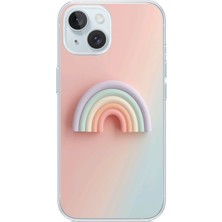 Le Balvo Iphone 15 Uyumlu Gökkuşağı Pastel Baskılı Silikon Kılıf