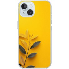 Le Balvo Iphone 15 Uyumlu Sarı Siyah Çiçekler Baskılı Silikon Kılıf