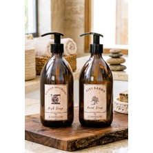 JUNIBELIW 2li Set Vintage Siyah Başlık Amber Boş Cam Şişe Sabunluk Bulaşık Deterjanı Sıvı Sabunluk 2X500ML