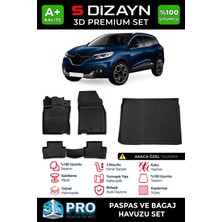 S-Dizayn Renault Kadjar 3D Pro Havuzlu Paspas ve Bagaj Havuzu Seti (2'li Set) 2015 Üzeri A+ Kalite