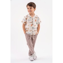MiaBaby Baskılı Müslin Gömlek Pantolon 2li Takım