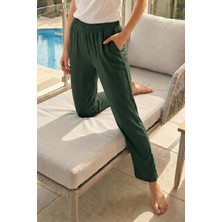 Remsa Kadın Penye Kumaş Pamuklu Tek Pijama Alt 11 Zümrüt Yeşil