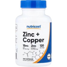 Nutricost Zinc Çinko + Copper 120 Capsules