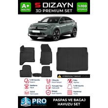 S-Dizayn Citroen C4 Hybrid 3D Pro Havuzlu Paspas ve Alt Bagaj Havuzu Seti (2'li Set) 2025 Üzeri A+ Kalite