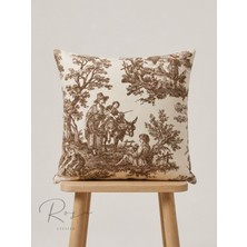 Rosa Atelier Fransız Köylüleri Desenli Keten Kırlent Kılıfı (50X50)