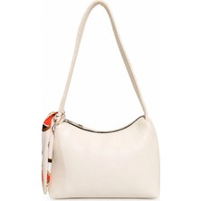 Krem Omuz Çantası – Şal Detaylı Şık Tasarım