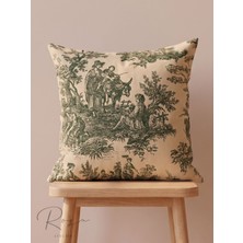 Rosa Atelier Fransız Köylüleri Desenli Keten Kırlent Kılıfı (50X50)