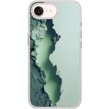 Le Balvo Iphone 17E Uyumlu Koyu Yeşil Izler Baskılı Silikon Kılıf