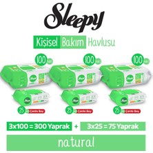 Sleepy Natural Kişisel Bakım Havlusu 3X100 (300 Yaprak) + Çanta Boy 3X25 (75 Yaprak)