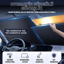 Caralp Universal Oto Katlanır Stor Perde Güneşlik Ön Arka Cam Gölgelik Otomatik Sürgülü Yeni Nesil Güneş Koruyucu Oto Araba Suv Tır 73 cm x 105 cm 2 Adet