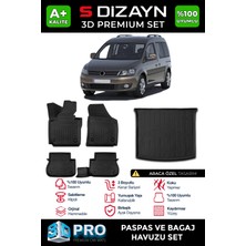 S-Dizayn Vw Caddy 3D Pro Havuzlu Paspas ve Bagaj Havuzu Seti (2'li Set) 2010-2015 A+ Kalite