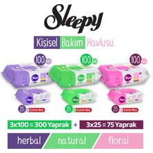 Sleepy Karma Kişisel Bakım Havlusu 3X100 (300 Yaprak) + Sleepy Karma Çanta Boy 3X25 (75 Yaprak)