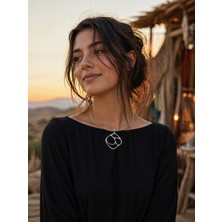 Vintage Takı Otantik Aura Silver Kolye &  Sade ve Şık Tasarım Geometrik Halka Choker