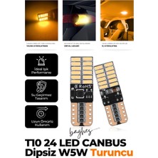 Baghes T10 Dipsiz W5W Canbus 24 Ledli Turuncu Park Plaka Ampulü (2 Adet)