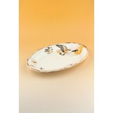 Bursa Porselen Dekor Su Kuşları Antik Porselen Kayık Tabak