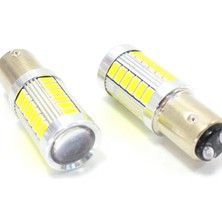 Beyaz Mercekli LED 93 Sinyal Stop Ampul 33 LED 12V Çift Duy Çapraz Şaşı Tırnak (2 Adet)