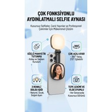 Matechno Magsafe Uyumlu Manyetik Telefon Selfie Işığı ve Aynası - 3 Renk Modlu Ayarlanabilir LED Dolgu Işığı, Vlog ve Canlı Yayın Için Tepe Çekim Aparatı
