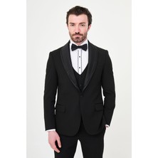 MCR Düz Slim Fit Çıkarılabilir Şal Yaka Erkek Damatlık