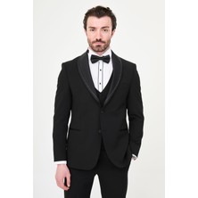 MCR Düz Slim Fit Çıkarılabilir Şal Yaka Erkek Damatlık