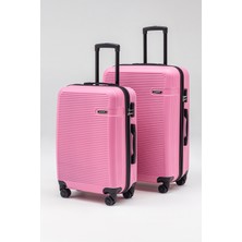 Wander Bag Wander 3000 2’li Valiz Seti Orta Büyük Boy Bavul 360° Döner Teker Pembe