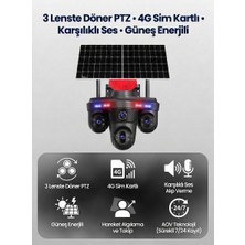 Invicta 3 Lenste Hareketli Ptz Güvenlik Kamerası 4g Sim Kartlı Güneş Enerjili Gece Görüşlü 7/24 Kayıt
