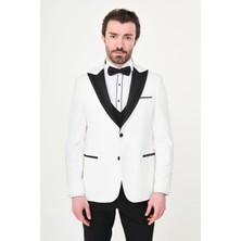 MCR Düz Slim Fit Çıkarılabilir Çift Saten Yaka Erkek Damatlık