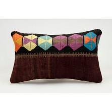 Kilim Wholesale El Yapımı Eski Kilimden Yapılmış Vintage Kırlent Kılıfı, Yün, 30X50 cm