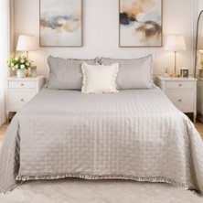 Luna Bueno Grey Quilt Çift Kişilik Pike Takımı & Yatak Örtüsü