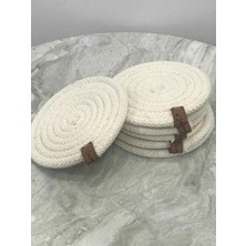 Jasper Krem 6'lı Örme Bardak Altı, El Yapımı Bardak Altlığı