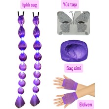 3b Kids Kuromi Kpop Rumi Barbiee Aksesuar Seti Işıklı Saç Mor Saç Seti