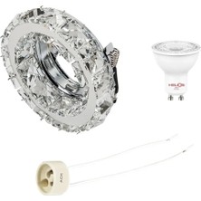 Mikasso Ct 6584 Berfin Kristal Cam Spot Kasası (Takım Halindedir) 7W Ampül ve Duy