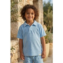 Bony Socks Çocuk Polo Yaka Havlu T-Shirt Mavi