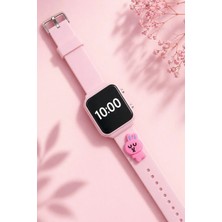 Sezer Ekspres Rodium Çocuk Kol Saati Silikon Kordonlu Tavşan Emojili Led Çocuk Saati Pembe