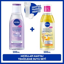 Nivea Aydınlatıcı ve Yatıştırıcı Micellar Makyaj Temizleme Suyu Seti 200ml+200ml Pamuk Hediye,Hassas Cilt