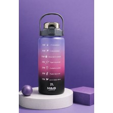 Cabbaroğlu Ticaret 3'lü-Tekli Motivasyonel Matara Seti (2l - 900ML - 500ML) - Tritan Pipetli Sporcu Su Şişesi Bpa Free