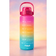 Cabbaroğlu Ticaret 3'lü-Tekli Motivasyonel Matara Seti (2l - 900ML - 500ML) - Tritan Pipetli Sporcu Su Şişesi Bpa Free