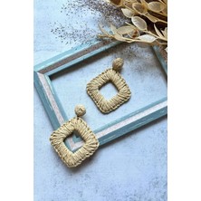 Meva Takı ve Aksesuar Hasır Kare Formlu Küpe I Mev'art Collection