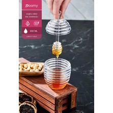 Poomy Kovan Şekilli Kaşıklı 3 Parça Kristal Bal Kavanozu /HH.234