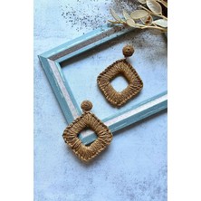 Meva Takı ve Aksesuar Hasır Kare Formlu Küpe I Mev'art Collection