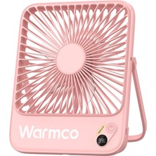 Warmco D3 10000MAH Şarjlı Masaüstü Vantilatör Dijital Göstergeli Taşınabilir Powerbank Soğutucu Fan Pembe