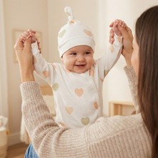 Baby Sena Kalp Desenli Bereli Kız Bebek Tulum