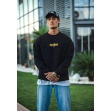 Alyn Wear Kışlık Bisiklet Yaka Baskılı Sweatshirt - Siyah