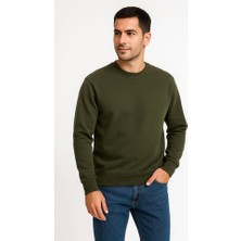 Alyn Wear Erkek Üç Iplik Düz Bisiklet Yaka Sweatshirt - Haki